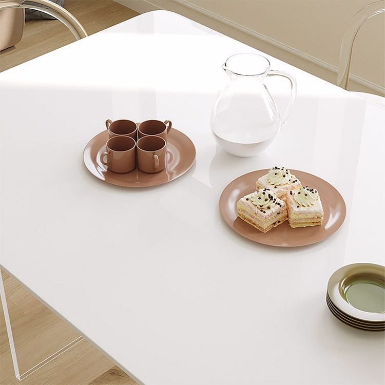 Simplicity Dinette Table Rectangle Stone Dinner Table in White
