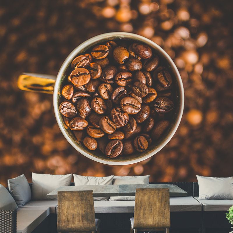 Coffee Beans Mural Wallpaper Removable Wall Art for Coffee Shop Decor, Customised
