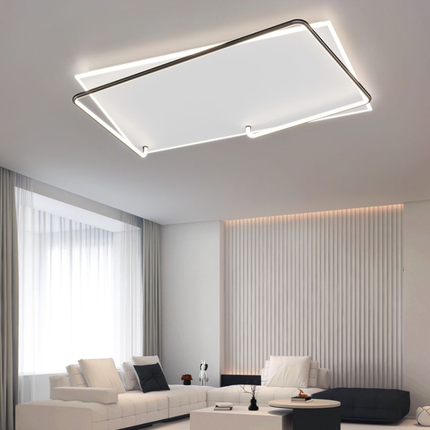 Rechteckige Minimalismus-LED-Unterputz-Deckenleuchte aus Aluminium für das Wohnzimmer