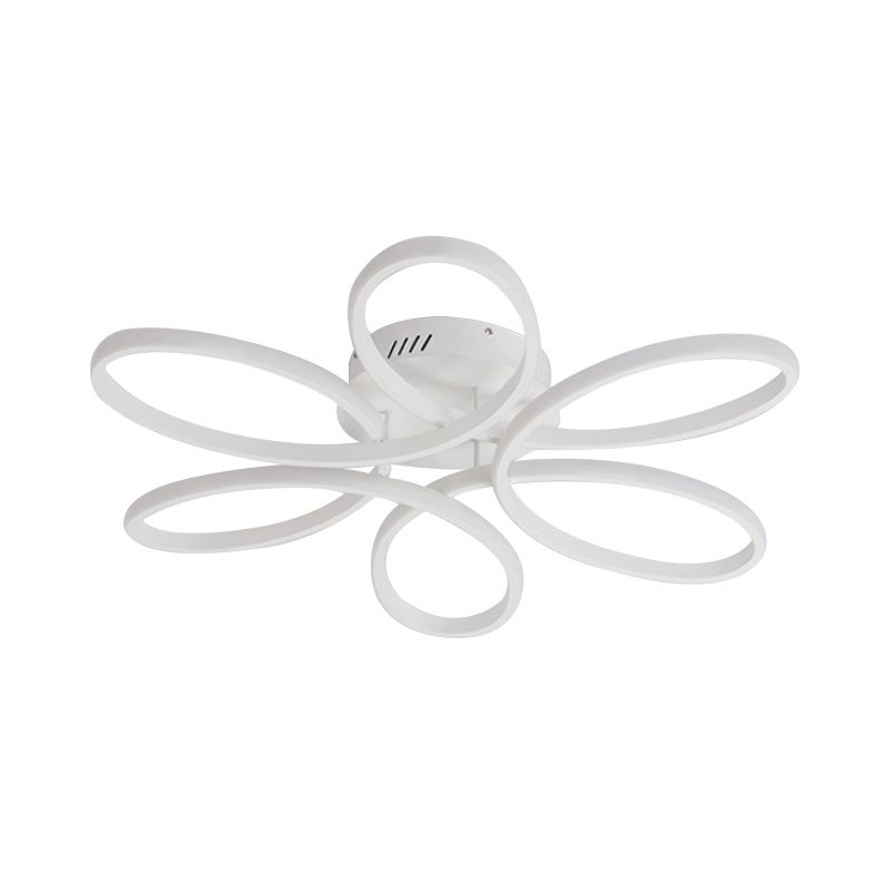 White Blossom Flush-Mount Light Fixture Modern Acrylic 23/29 Inches Wide LED Ceiling Lamp in Warm/White Light for Living Room