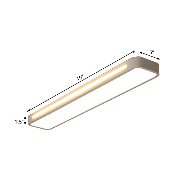Plafonnier rectangulaire moderne à LED en métal blanc avec diffuseur en acrylique en lumière blanche/chaude, 48,3 cm/58,4 cm/78,7 cm de large