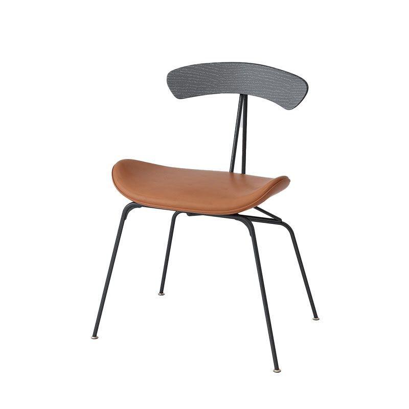 Industrial Open Back Armless Dining Chairs Leather Dining Side Chair