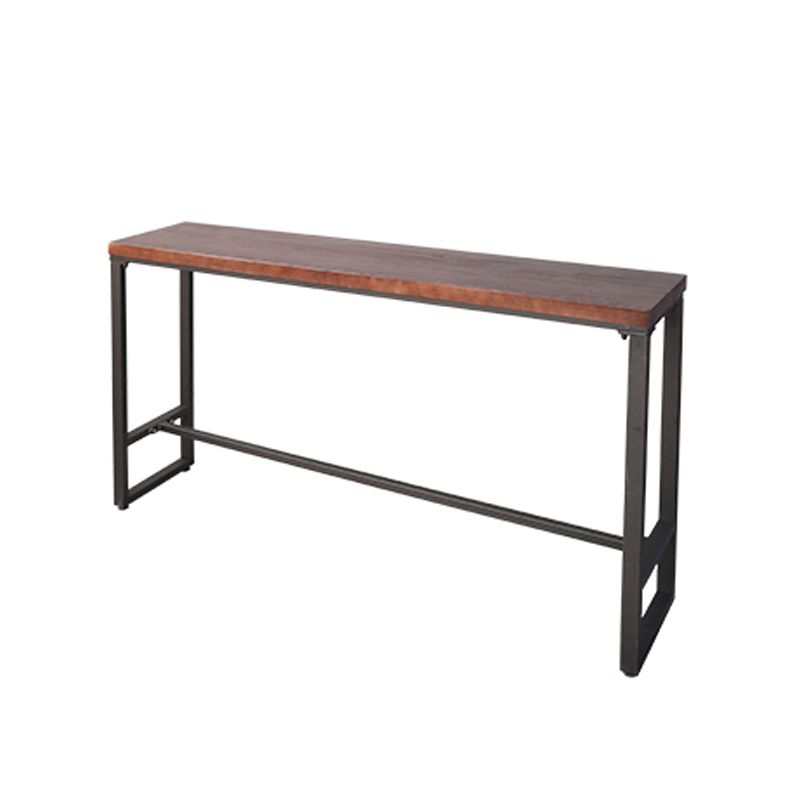 Industrial Solid Wood Bistro Bar Table Rectangle Metal Base Bar Table