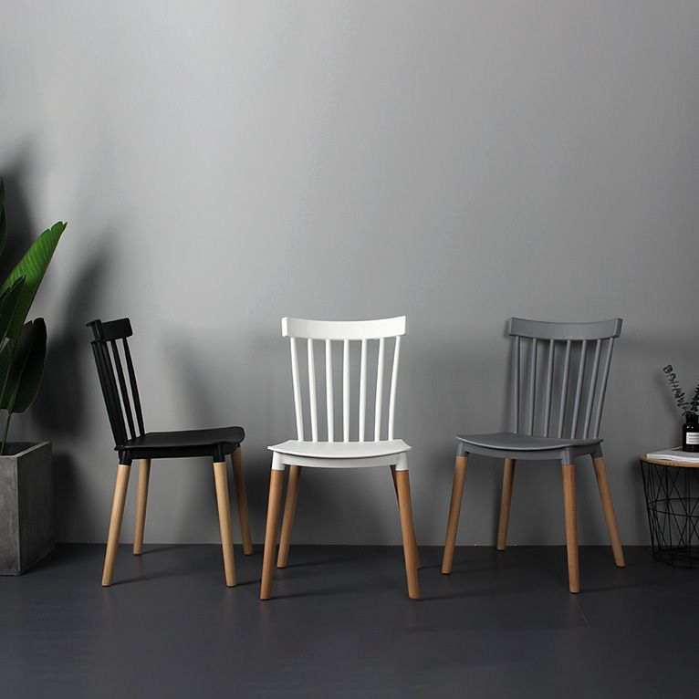 Contemporary Style Dining Room Chair Slat Back Stackable Side Chair for Kitchen