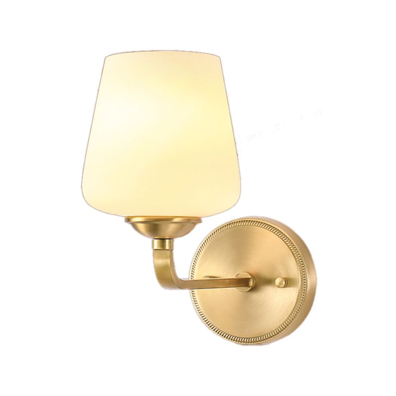 Modern Copper Wall Mount Lamp 1-Light with Glass Shade for Living Room