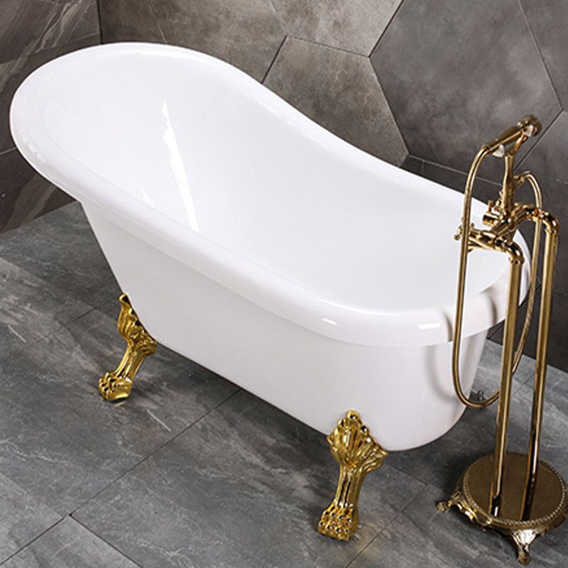 Modern Acrylic Bathtub Back to Wall with Golden Feet and Drain Bath Tub for Bathroom