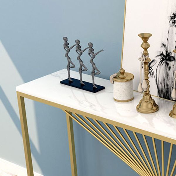 Glam Rectangle Accent Table 31.5" Tall Marble Console Table for Hall