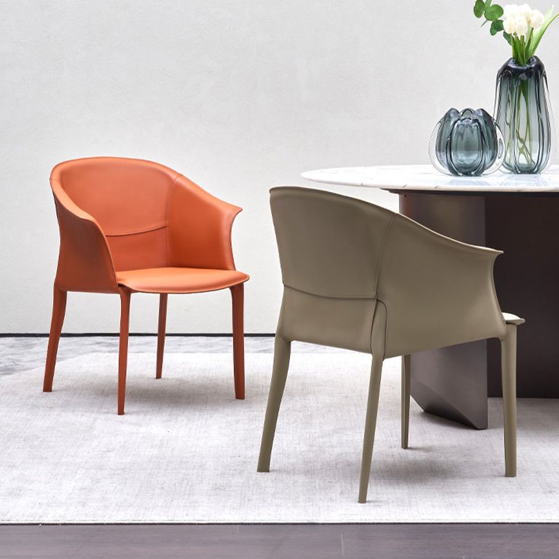 Contemporary Upholstered Arm Chair Solid Back Dining Chair for Dining Room