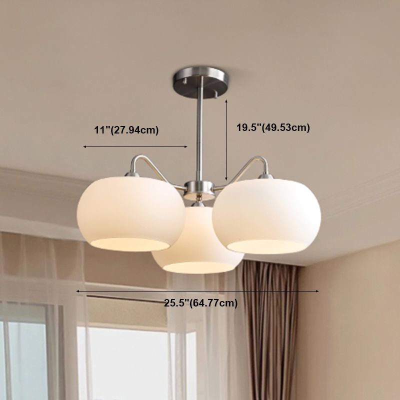 Modern Pendant Light White Glass Sputnik Ceiling Light for Living Room