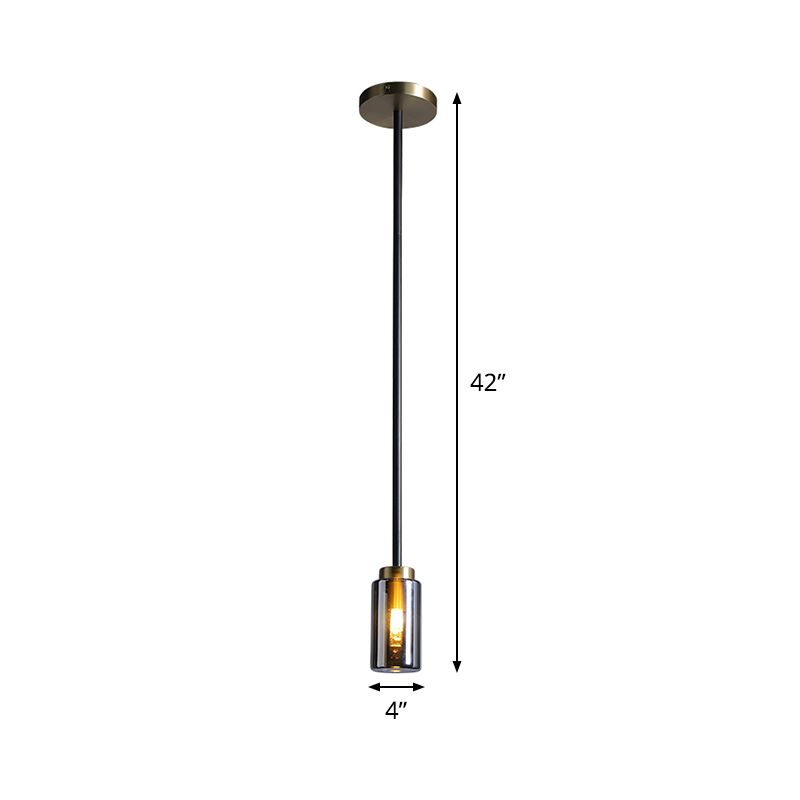 Mitte des Jahrhunderts Single Hanging Anhänger Rauch graues Glas Schwarz kleiner Flasche Hängende Beleuchtung