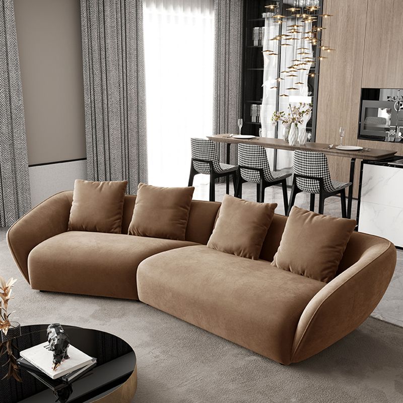 Nordic Wooden 3 Seater Sofa Chaise Dark Brown Sloped Arm Sofa