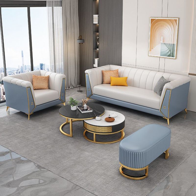 28.34" Wide Faux Leather Tuxedo Arm Sofa with Tufted Split-Back