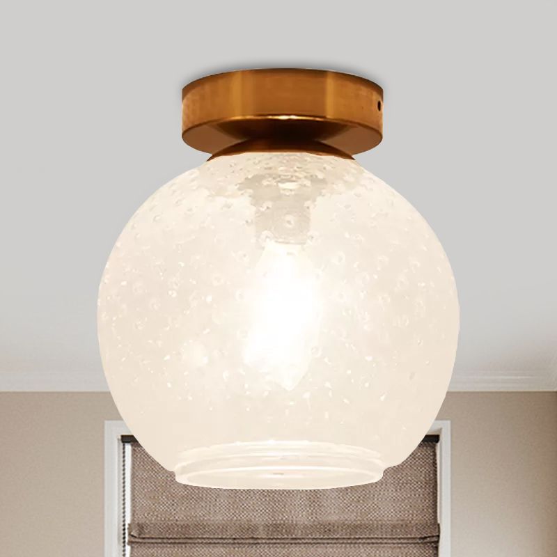 Plafonnier encastré en verre rose/jaune/bleu/transparent avec abat-jour globe minimalisme, luminaire monté au plafond pour foyer à 1 lumière
