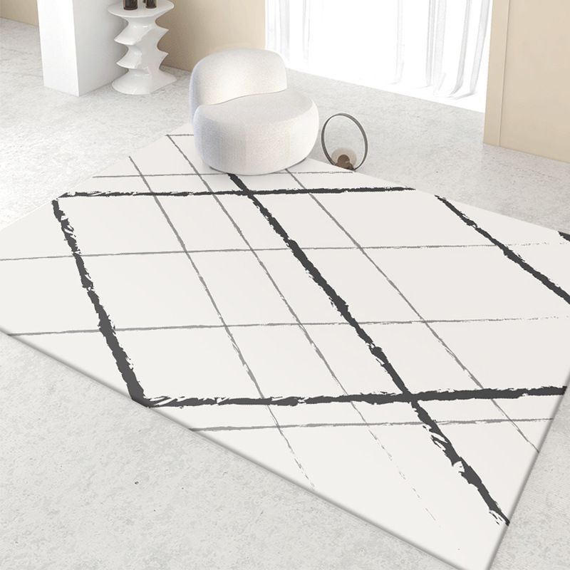 Simple Lines Rectangle Shape Rug Living Room Carpet Polyester Washable Area Rug