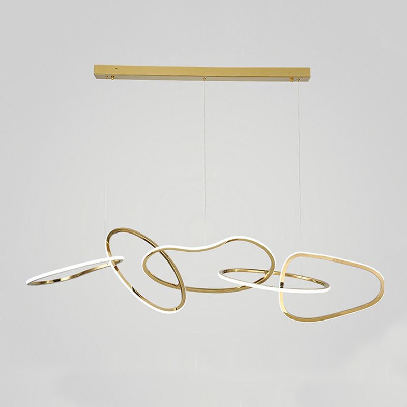 Linear Shape Metal Chandelier Light Modern Multi Lights Chandelier Light Fixture in Gold