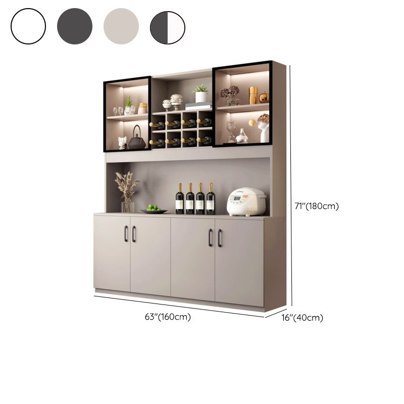 Manufactured Wood Modern Bottle Holder Floor Glass Door with Storage Shelves