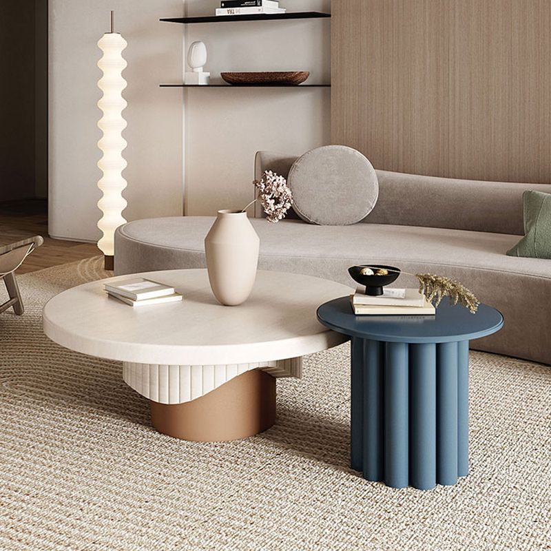 Nordic Wood Pedestal Coffee Table Macaroon Round Nesting Coffee Table