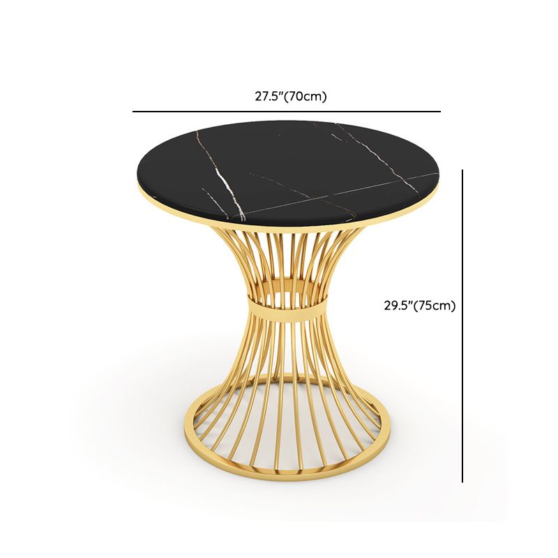 Black Stone Top Dinette Set with Metal Base 1/5 Pieces Modern Round Dining Table Set