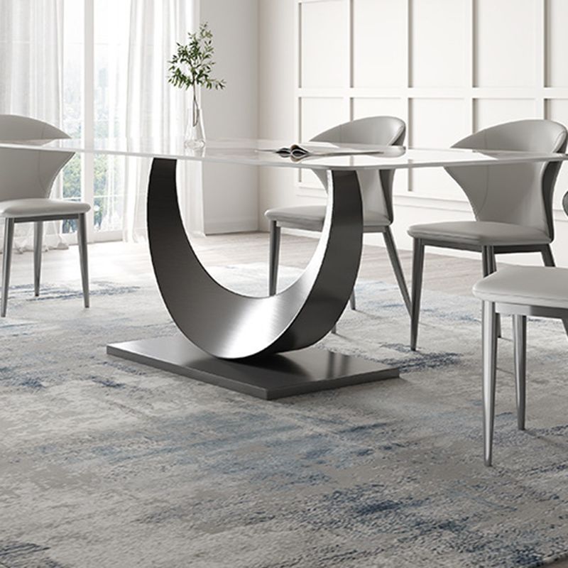 Contemporary Style 1/3/4/5/6/7/8 Pieces Dining Set Stone Rectangle Furniture in White