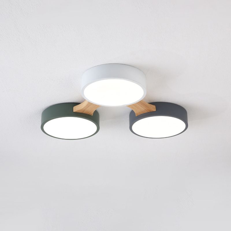 Drum-inbouwplafondlamp Minimaal acryl LED-inbouwarmatuur met houten arm