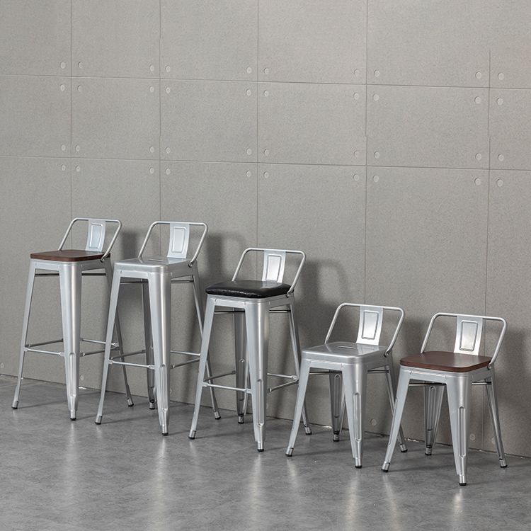 Industrial Wood Top Barstool Iron 4 Legs Bar Stool for Coffee Shop