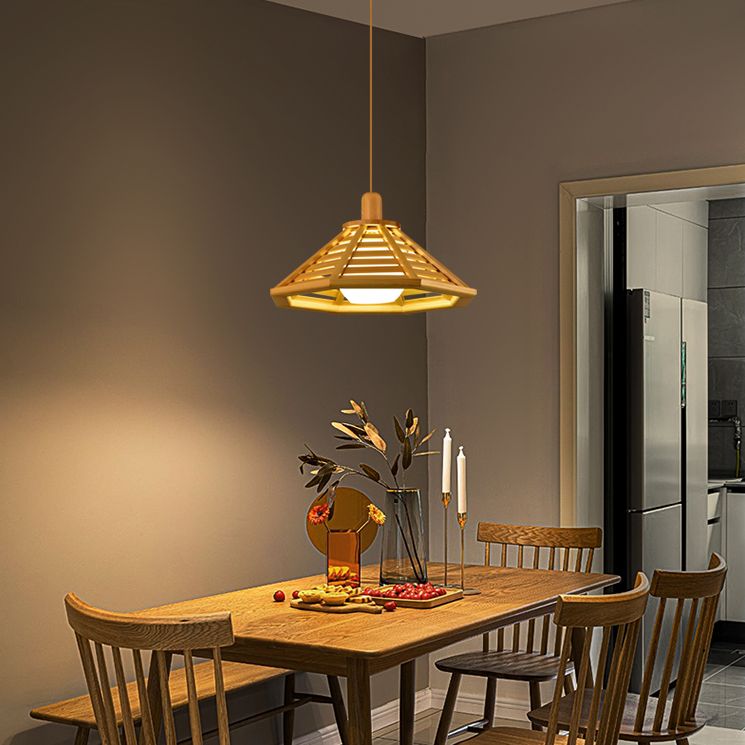 Japanse stijl houten huis kroonluchter handgemaakte houten hanglamp voor bar balkon