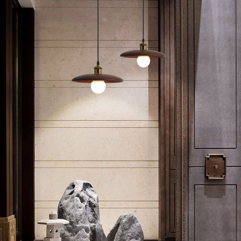 Sala da pranzo a forma di piattino in legno in legno di illuminazione 1 lampadina minimalista sospesa