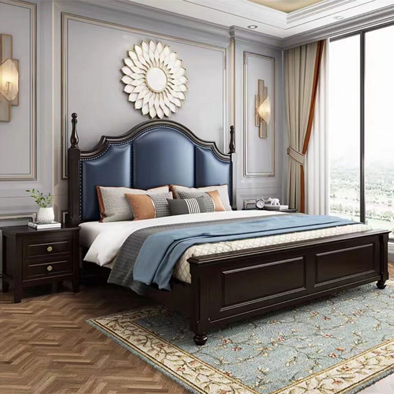 Victorian Style Solid Wood Bed 55.1" H Camelback Headboard Bed Frame with Mattress