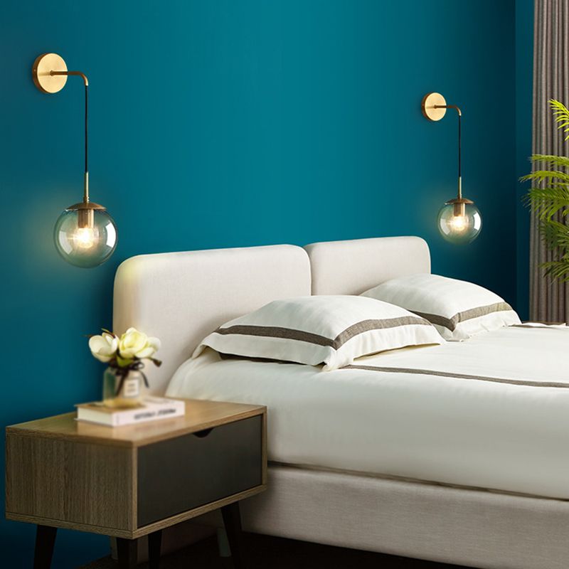 Contemporary Glass Lampshade Wall Sconce One Head Metal Wall Mounted Light Fixture for Living Room