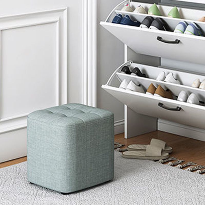 Square Pouf Ottoman Solid Color Tufted Fabric Fade Resistant Contemporary Pouf