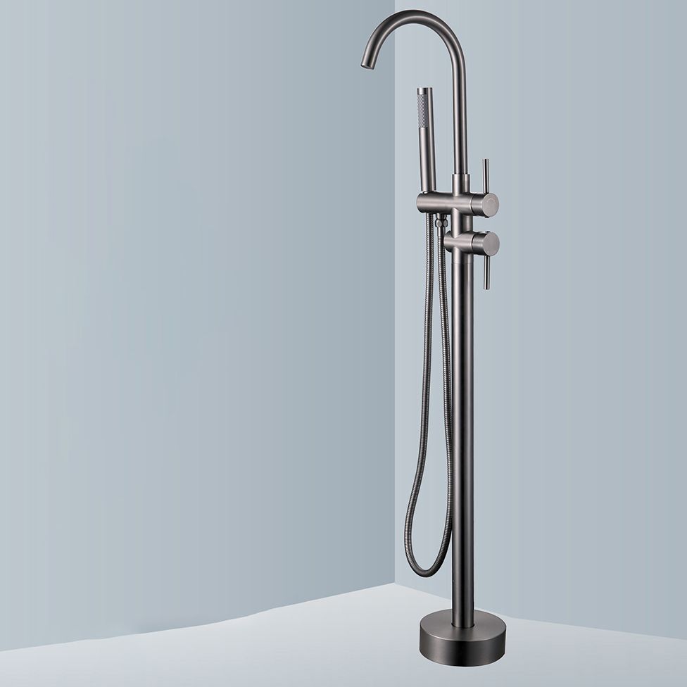 Floor Mounted Metal Freestanding Tub Filler Two Handles Freestanding Tub Filler Trim