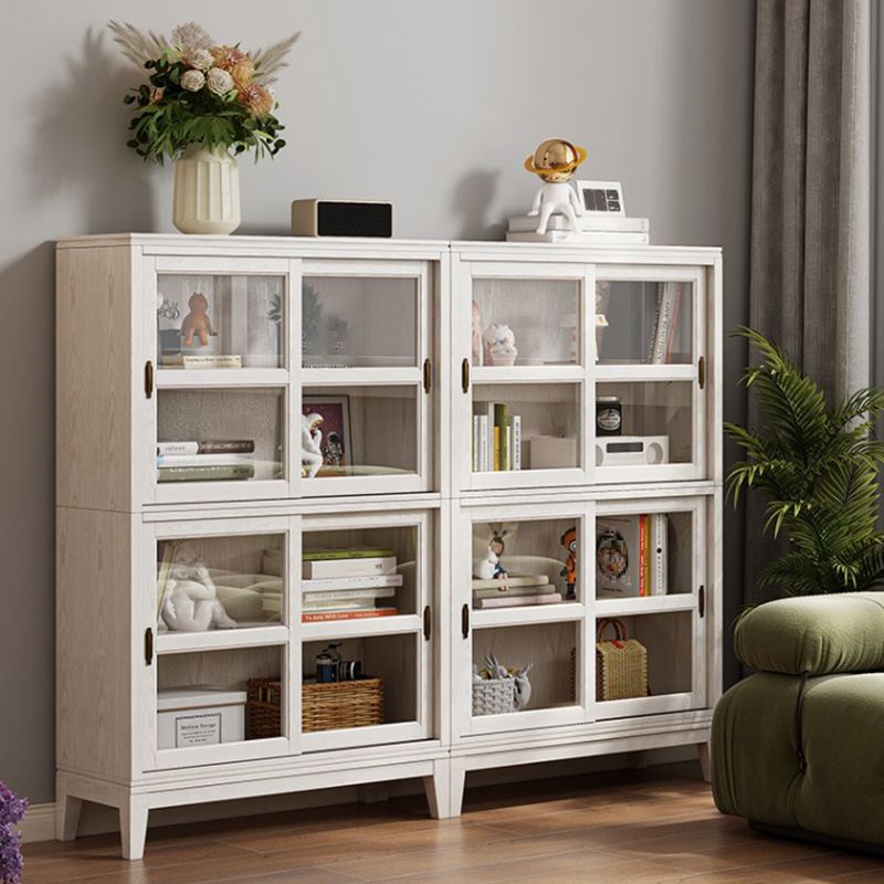 Standard White Bookcase Wooden Contemporary Bookshelf with Doors