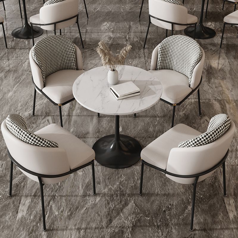 Round Shape Minimalist Dining Table White Fixed Table of Sintered Stone