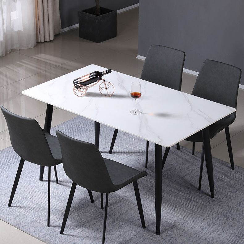 Faux Leather Dining Chairs Modern Style Side Chair with Black Legs