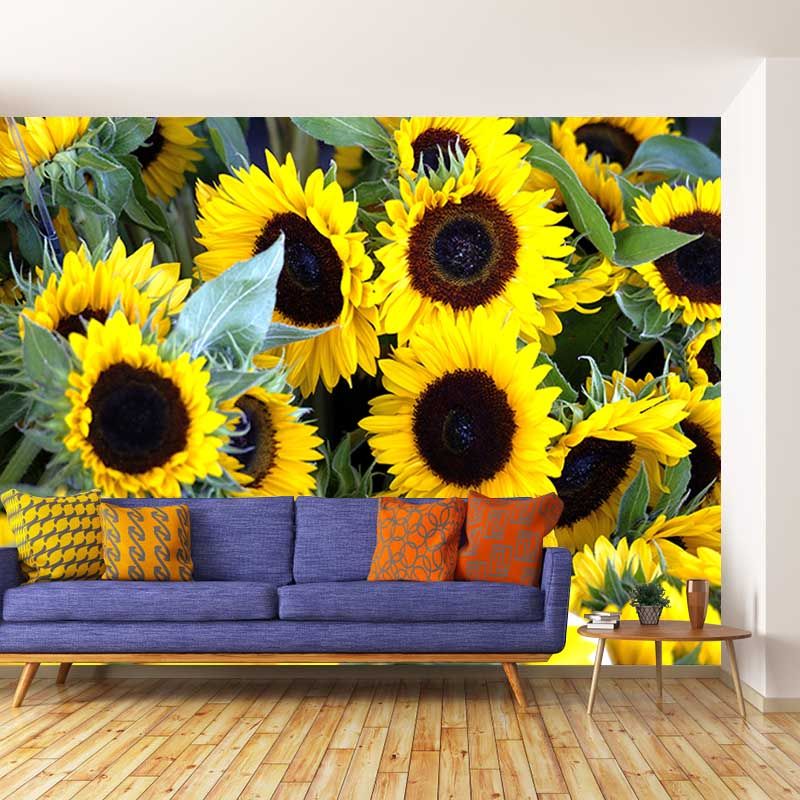 Sunflower Wall Decals Removable Yellow Flower Wall Covering for Sitting Room