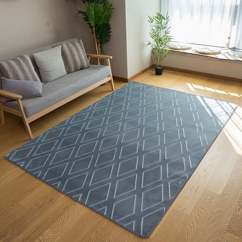 Dark Brown Diamond Rug Polyester Modern Rug Washable Rug for Drawing Room