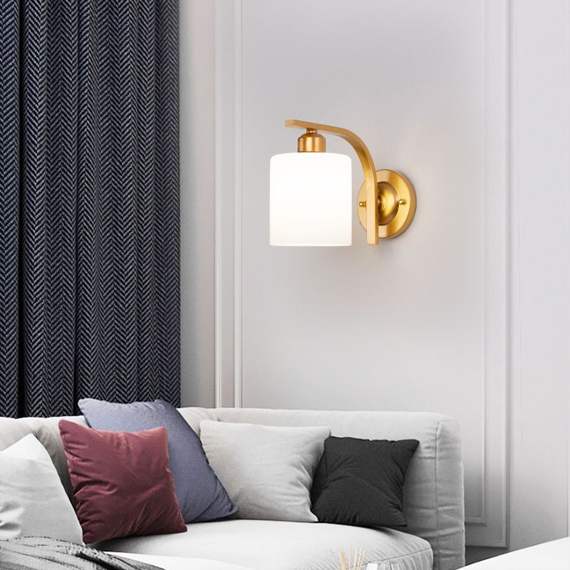 Nordic Style White Glass Sconce Light Fixtures One Head Wall Lamp for Bedroom