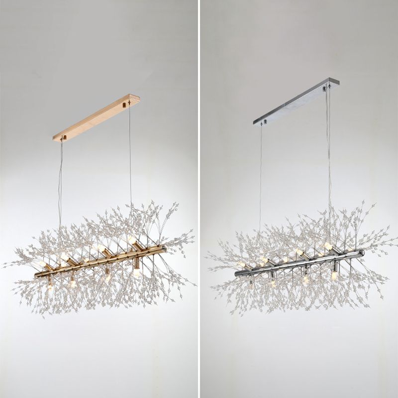 Sputnik Island Lamp Contemporary Hanging Light with Crystal for Dining Room