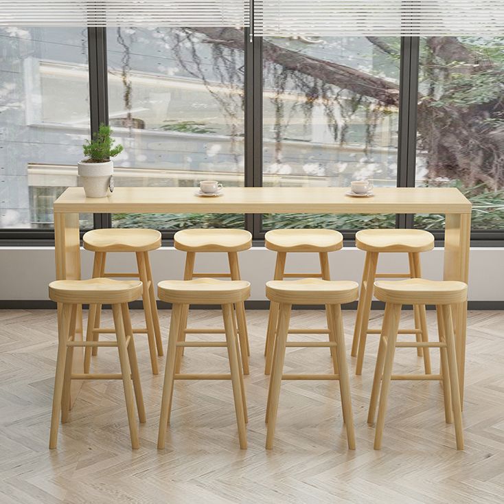 Modern Rectangle Pine Wood Bar Table Set 1/5/9 Pieces Counter Table with Backless Stools