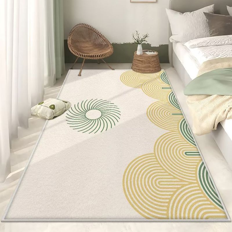 Brown Modern Rug Polyester Line Rug Washable Rug for Bedroom