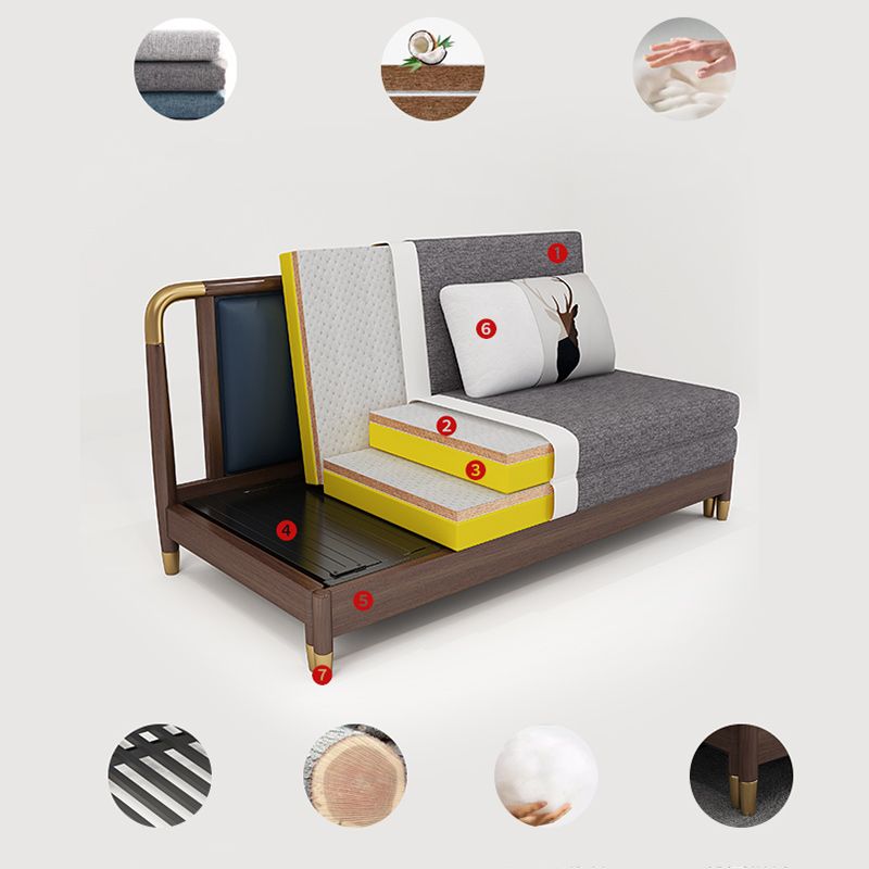 Modern Slipcovered Sofa Bed Solid Wood Upholstered Sofa Bed with Box