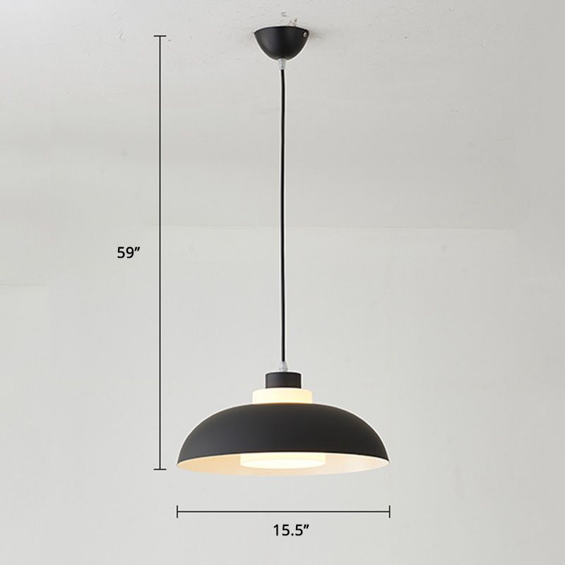 Bol en aluminium plafonnier pendrier léger macaron à la lampe à bulbe unique avec insert de l'ombre acrylique