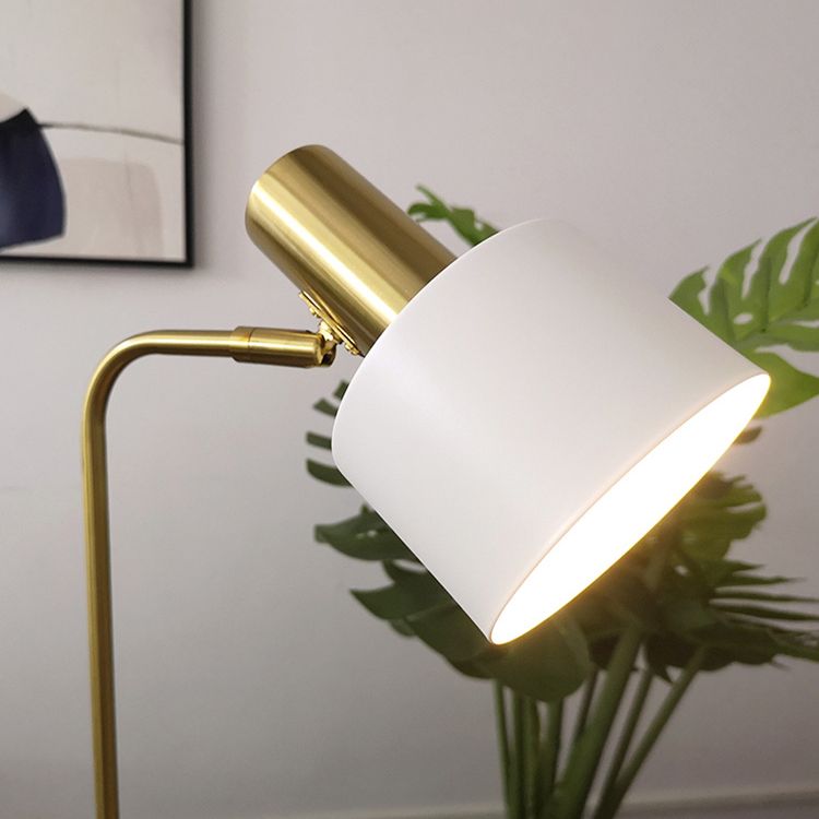 Modern Minimalist Marble Base Table Lamp Cylindrical Iron Shade Bedroom Lighting Fixture