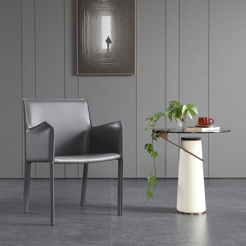 Modern Upholstered Dining Arm Chair Faux Leather Dining Accent Chair