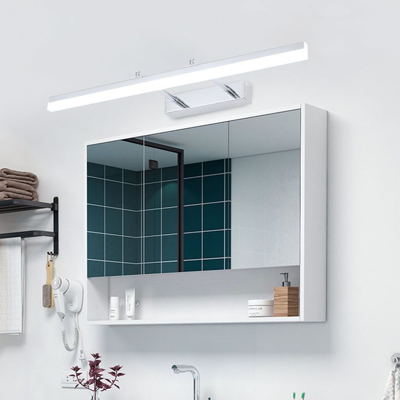 Metal Linear Shade Swing Arm Wall Lights Modern 1 Head Wall Mount Fixture in Silver