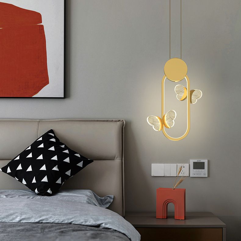 Plafonnage minimaliste Butterfly Plafond Metal Bedroom LED Suspension Pendante