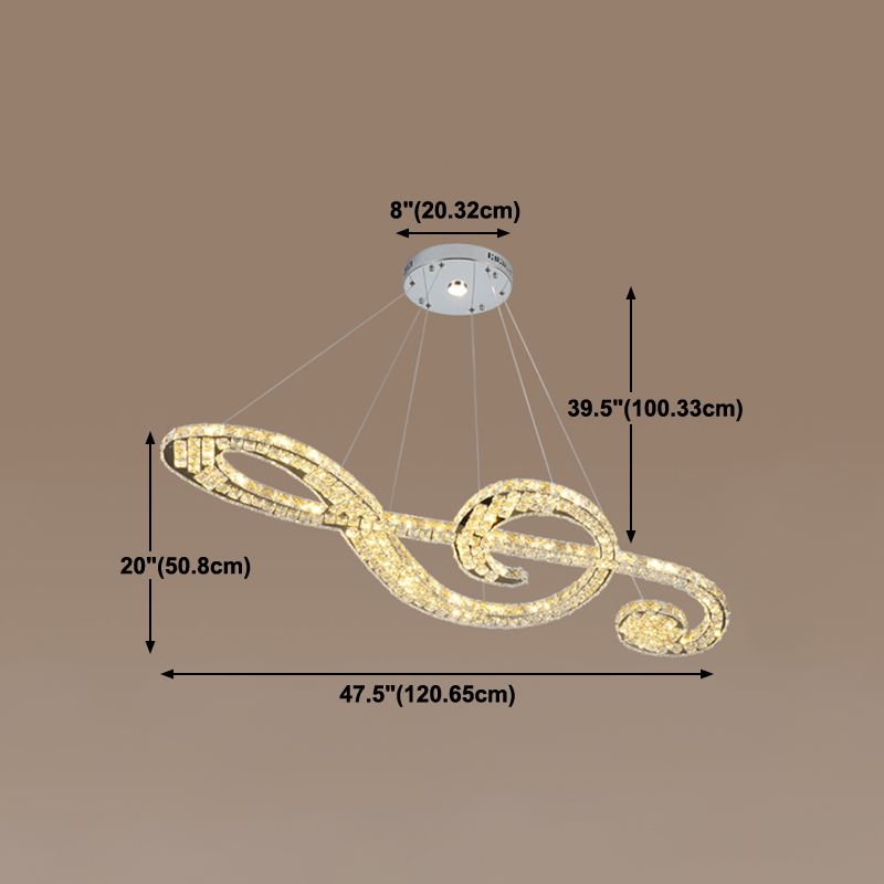 Contemporary Pendant Lights Note Shape Island Lights Crystal 2 Light for Kitchen Island