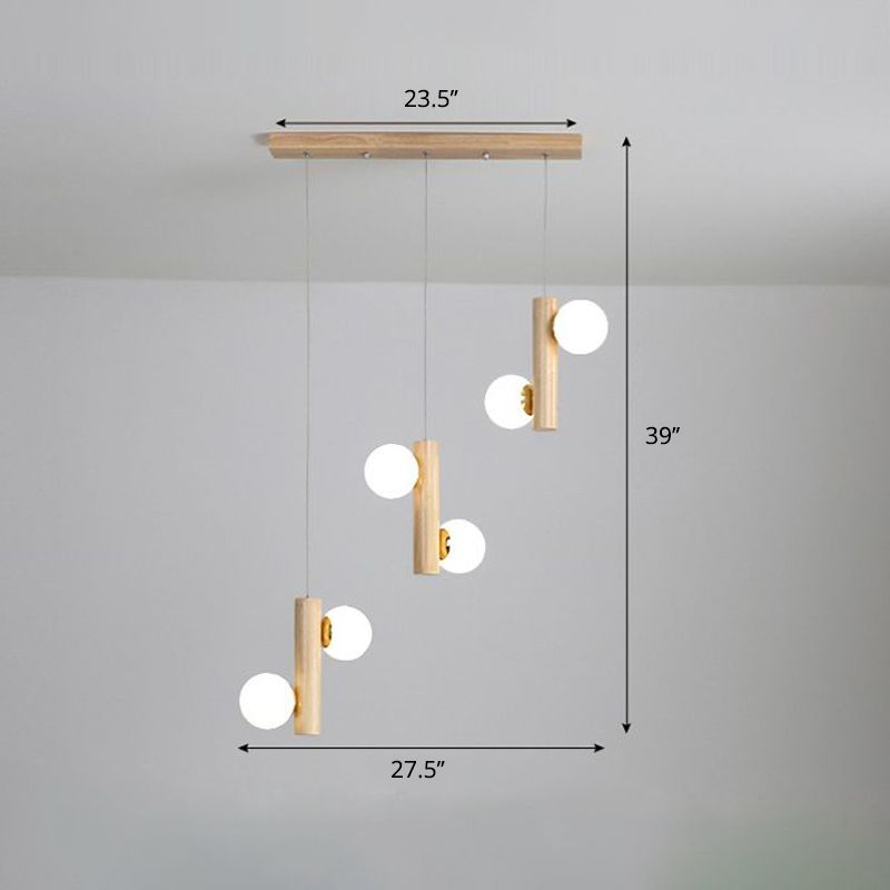 Cluster a forma di palla Pendant Light Nordic Opal Glass Dining Room Hanging Lampone