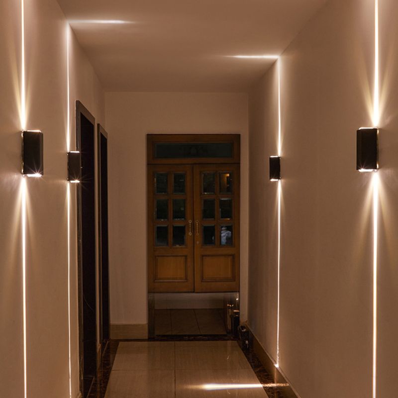 Contemporary Rectangular Wall Sconce Metal 2 Lights Wall Light in Black