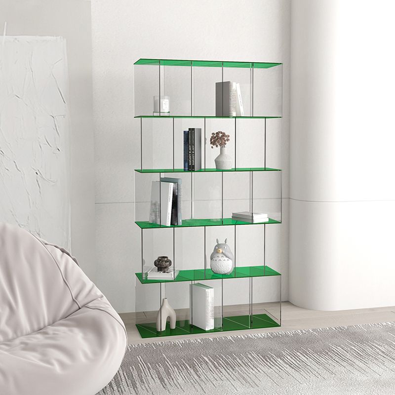 Contemporary Open Back Vertical Bookcase Acrylic Bookshelf with Shelves